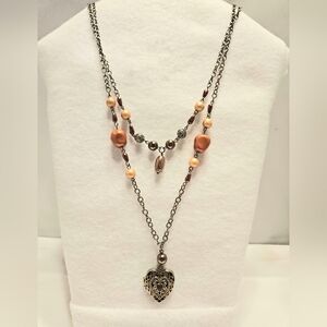 Vintage-Inspired Layered Locket Necklace with Beaded Chains